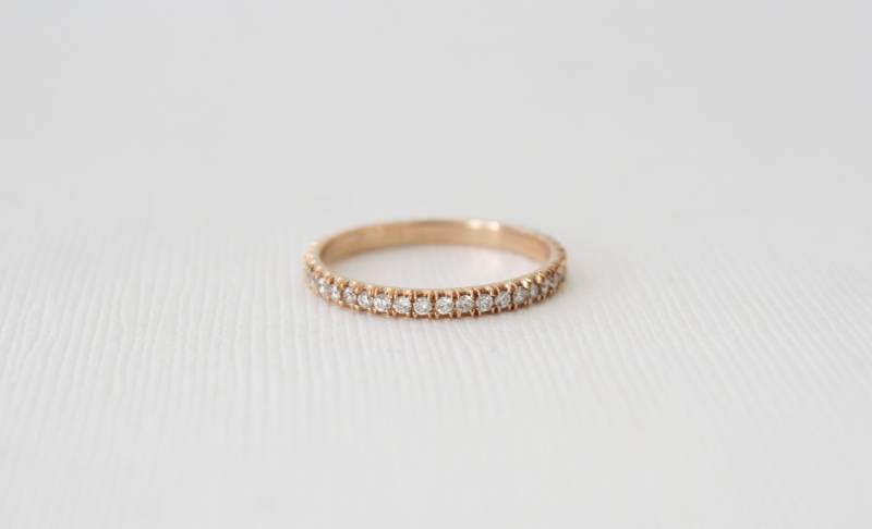 Diamant Pave Voller Eternity Ring Handgemachter Ehering Aus 14K Gold von Studio1040