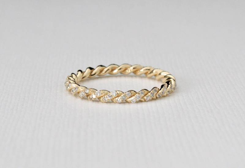 Diamant Drehring Pave Band in 585Er Gelbgold von Studio1040