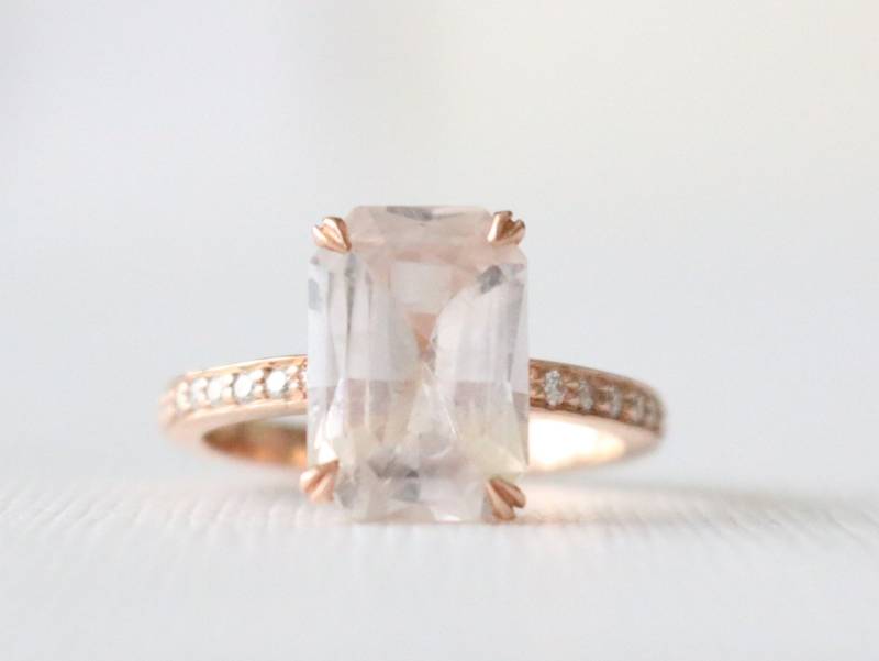Gia Zertifizierter Pfirsich-Saphir-Diamantring 14K Roségold-Verlobungsring von Studio1040