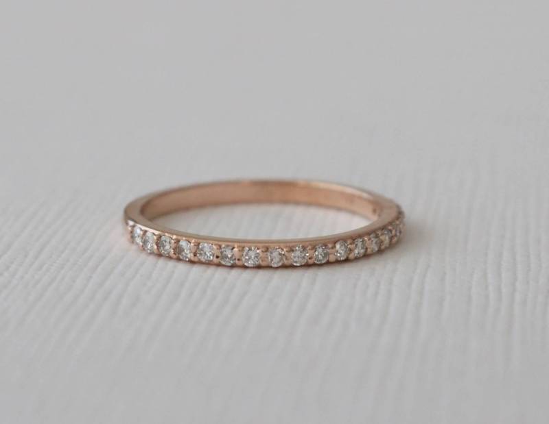 14K Rosegold Diamant Ehering Halbe Ewigkeit Stapelring von Studio1040