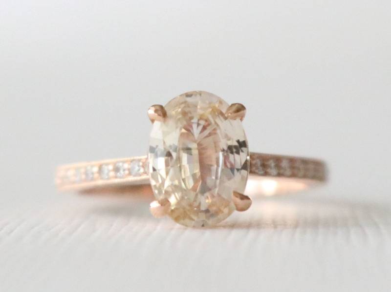 Handarbeit 2.03 Cts. Oval Pfirsich Saphir Diamant Ring 14K Roségold von Studio1040