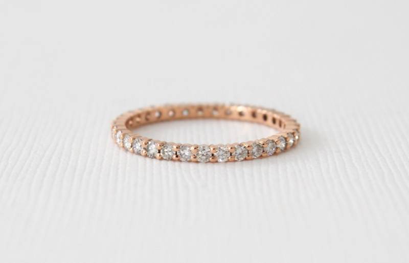 Handgemachter Voller Eternity Diamant Stapelring Aus 14K Gold von Studio1040