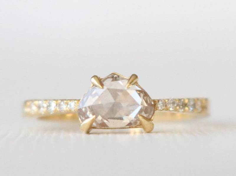 Herz Champagner Diamant Verlobungsring Ehering Aus 18K Gelbgold von Studio1040