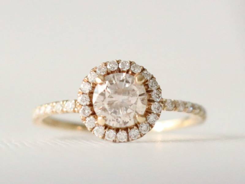 Handgefertigter Diamant Verlobungsring 0.90 Ct, 14K Gelbgold von Studio1040