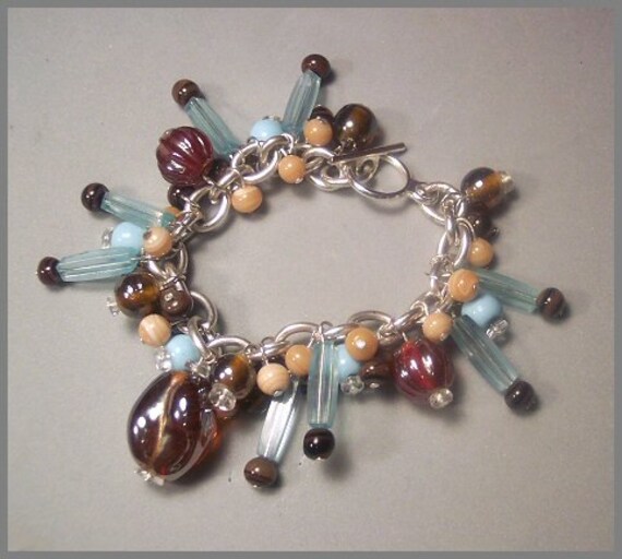 Handgefertigtes Armband, Handwerker Bettelarmband, Handgemachter Schmuck, Braunes Blaues Friedliche Erde Handgefertigtes Armband, Handwerker Bettelarmband, Handgemachter Schmuck, Braunes Blaues Friedliche Erde von Studio729