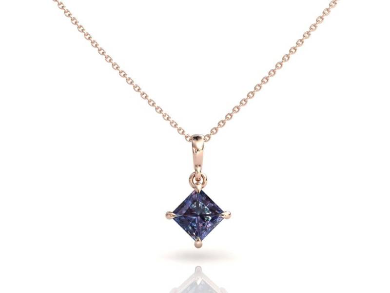 Alexandrit Anhänger | Layering Halskette Prinzessin Cut Roségold Kette Brautjungfern Geschenk Jubiläumsgeschenk Geburtsstein von StudioAlexandrite