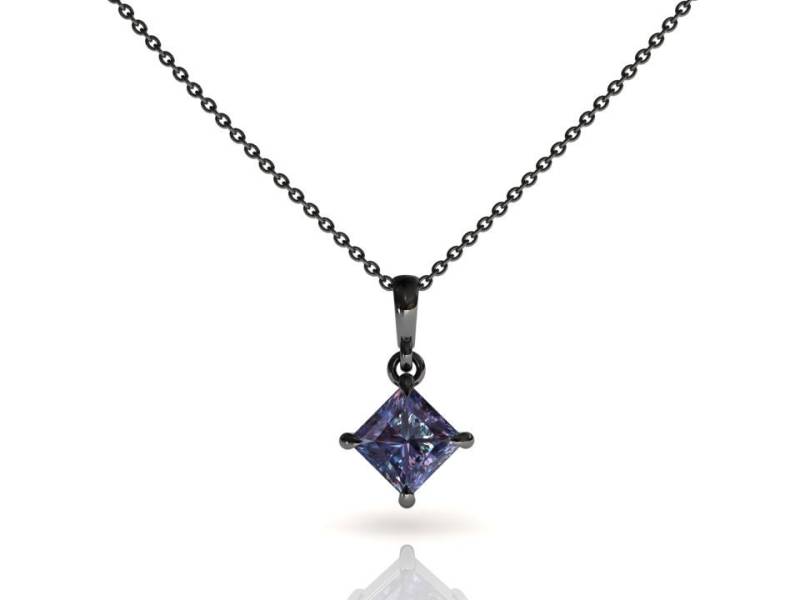 Alexandrit Anhänger | Layering Halskette Prinzessin Cut Schwarz Gold Kette Brautjungfern Geschenk Jubiläumsgeschenk Geburtsstein von StudioAlexandrite