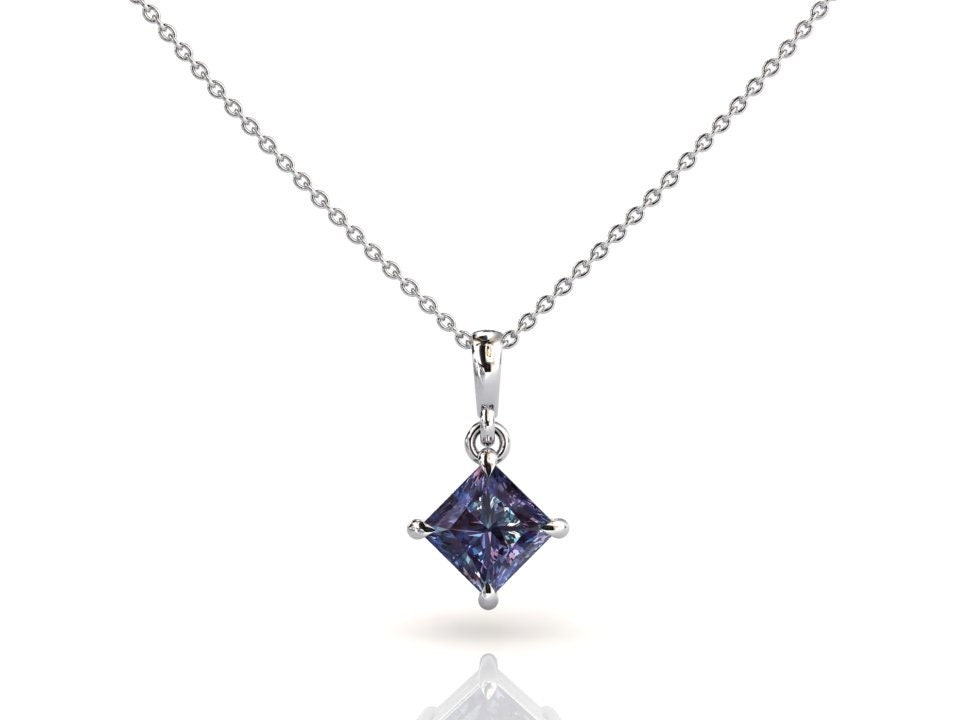 Alexandrit Anhänger | Layering Halskette Prinzessin Cut Weißgold Kette Brautjungfern Geschenk Jubiläumsgeschenk Geburtsstein Alexandrit Anhänger | Layering Halskette Prinzessin Cut Weißgold Kette Brautjungfern Geschenk Jubiläumsgeschenk Geburtsstein von StudioAlexandrite