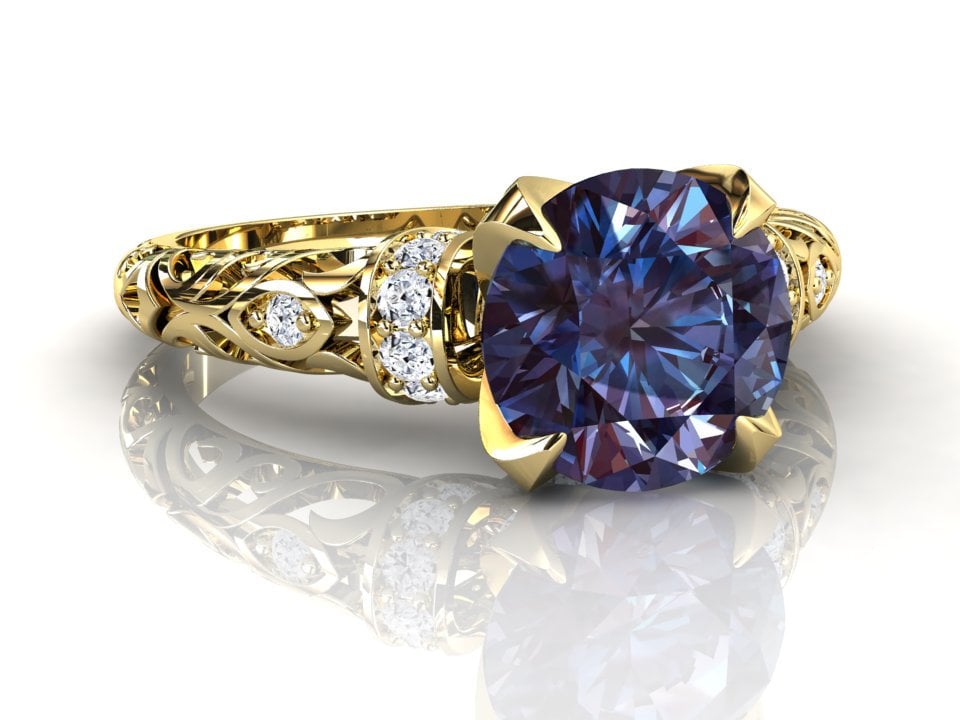 Alexandrit Verlobungsring Für Frauen, Gelbgold Verlobungsring, Edelstein von StudioAlexandrite