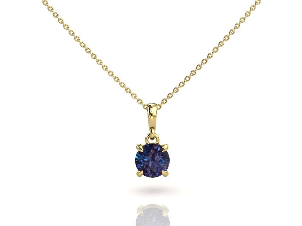 Runder Solitär Alexandrit Anhänger | Layering Halskette Gold Brautjungfern Jubiläumsgeschenk Geburtsstein Runder Solitär Alexandrit Anhänger | Layering Halskette Gold Brautjungfern Jubiläumsgeschenk Geburtsstein von StudioAlexandrite