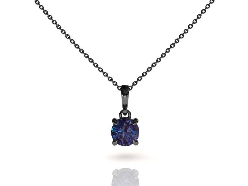 Schwarz Gold Alexandrit Anhänger | Layering Halskette Solitär Brautjungfern Geschenk Jubiläumsgeschenk Juli Geburtsstein von StudioAlexandrite