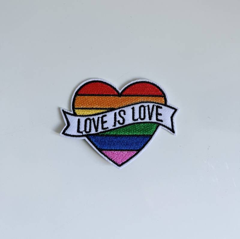 Love Is Iron On Heart Patch Queer Pride von StudioAndStuff