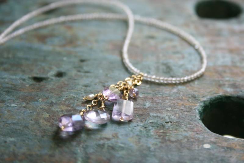 Amethyst Lariat Kette Vermeil Gold Kette, Boho Minimalist Schmuck von StudioAtPennyLane