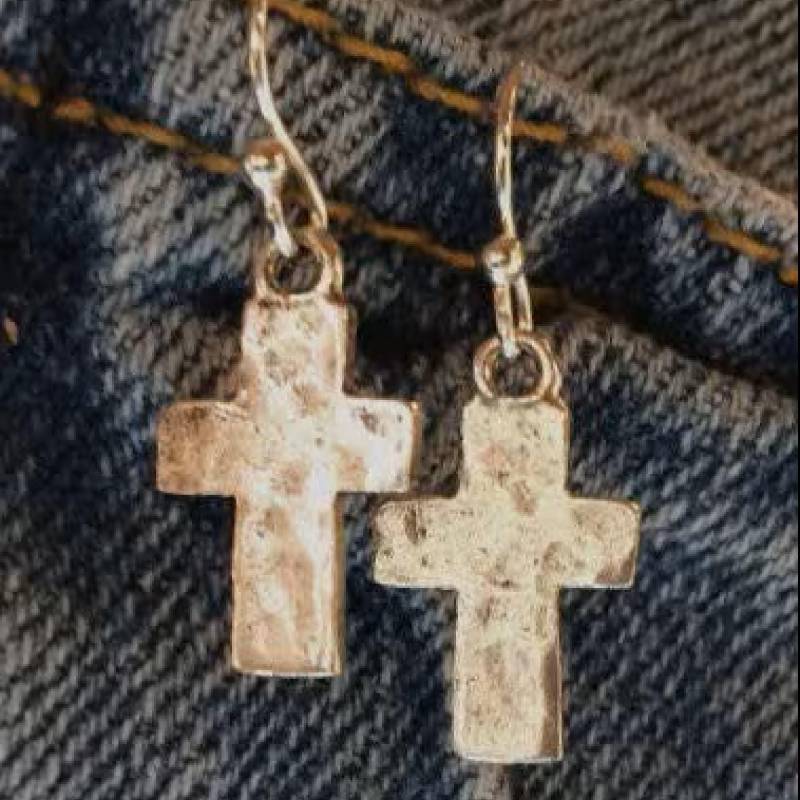 Kreuz Ohrringe Oder Halskette Antik Silber, Kupfer, Gold von StudioBZ