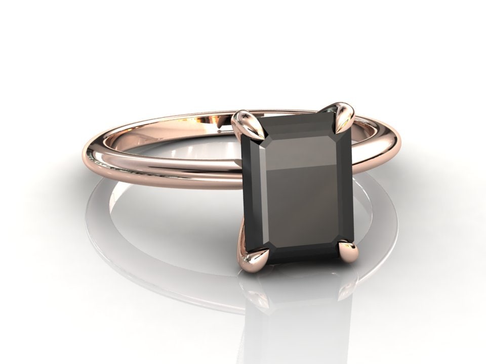 2, 5Ct Schwarzer Diamant Ring | Natürlicher Verlobungsring Jubiläumsring Solitär Massiver Roségold Versprechensring von StudioBlackDiamond