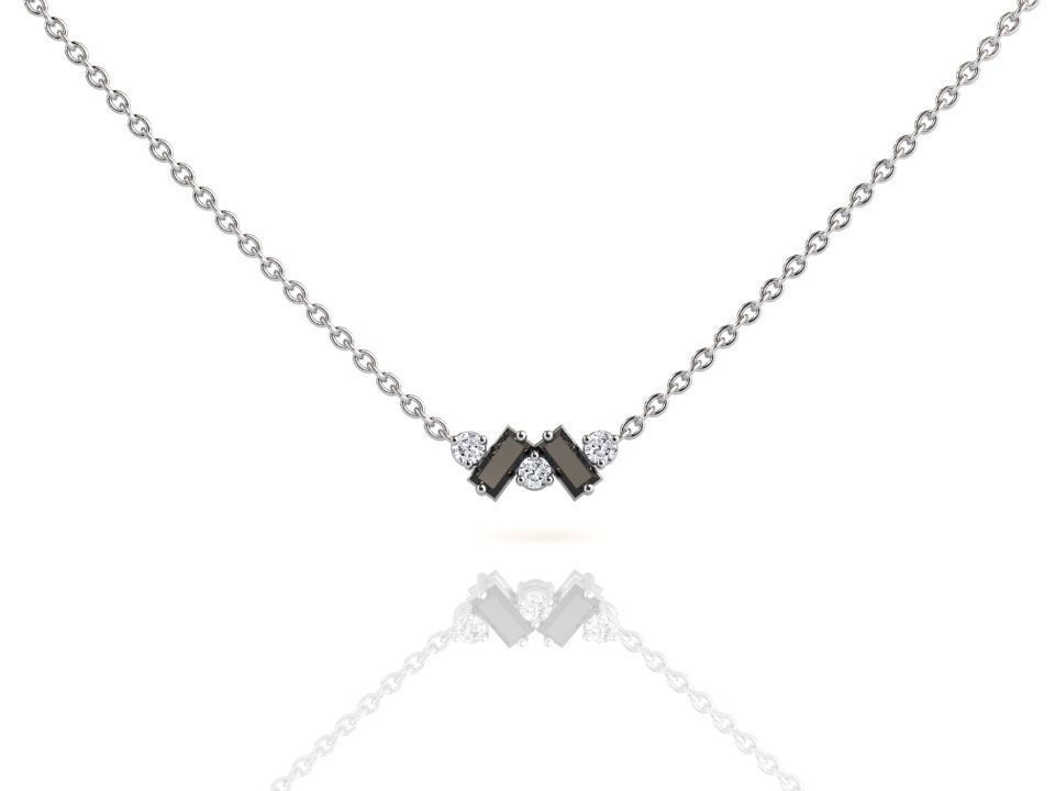 Massive Platin Schwarz Diamant Cluster Halskette, Natürliche Aaa Qualität, Layering Jahrestag Geschenk, Minimalist Schmuck von StudioBlackDiamond