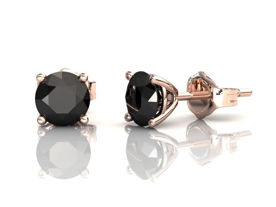 Schwarze Diamant Ohrringe | Ohrstecker Martini Rosegold Natürliche Schwarze Diamanten Jahrestag Schmuck Geschenk von StudioBlackDiamond