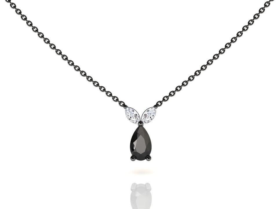 Schwarze Gold Diamant Tropfen Halskette, Natürliche Aaa Qualität, 14K Layering Jahrestag Geschenk, Kleine Minimalist Schmuck von StudioBlackDiamond