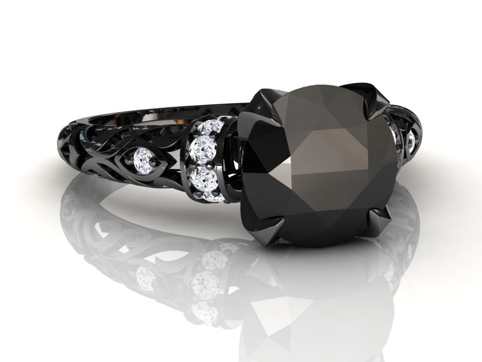 Schwarzer Diamant Verlobungsring, Edelstein Verlobungsring von StudioBlackDiamond