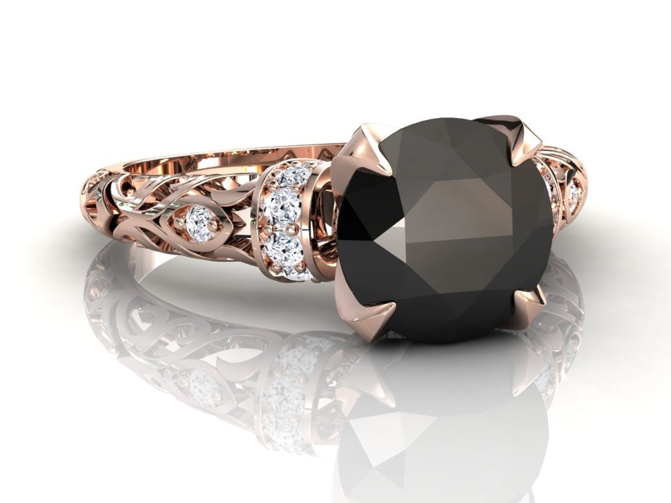 Schwarzer Diamant Verlobungsring, Edelstein Verlobungsring von StudioBlackDiamond