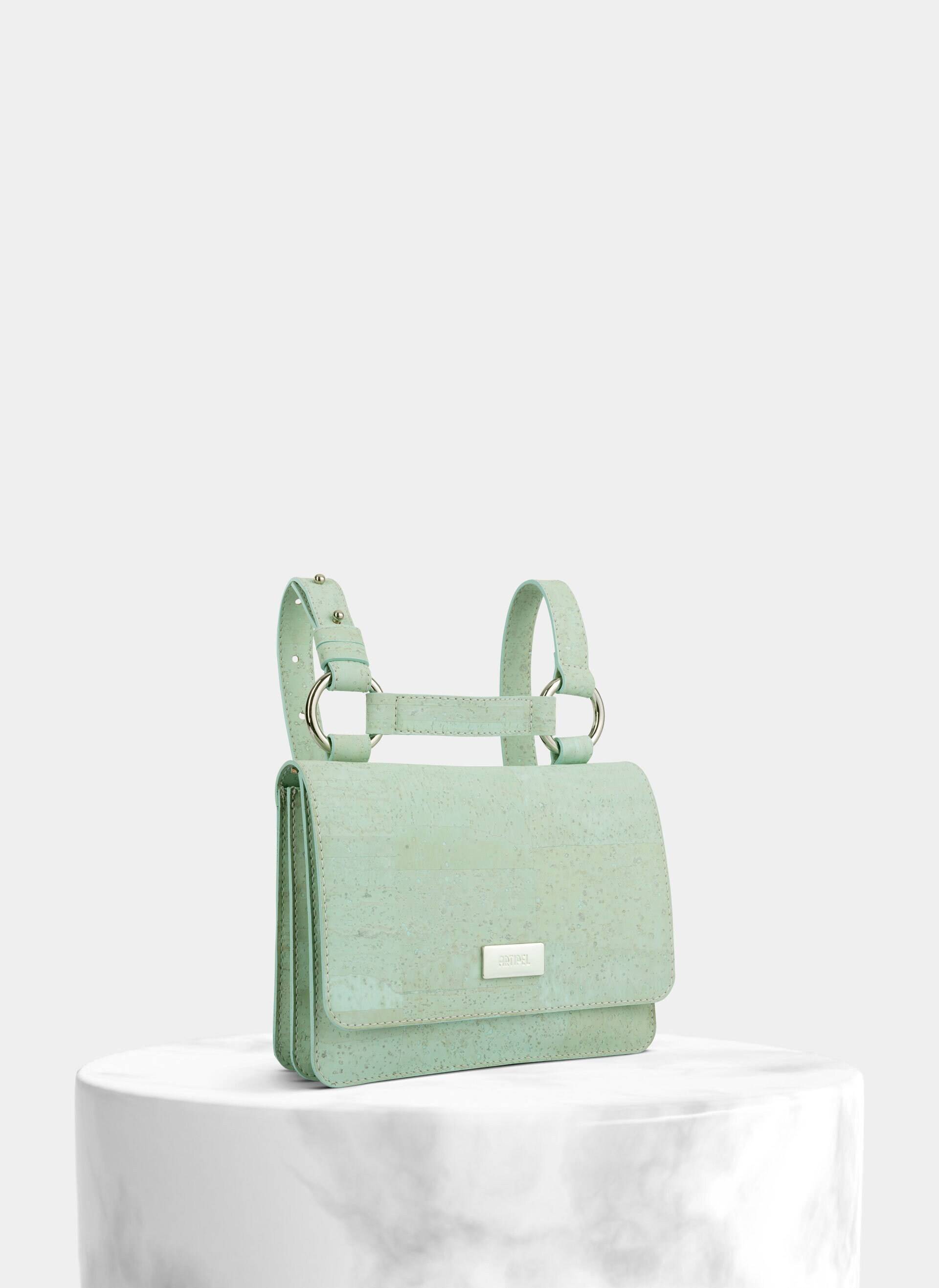 Hellgrüne Kork Umhängetasche, Vegan Schultertasche von StudioCork