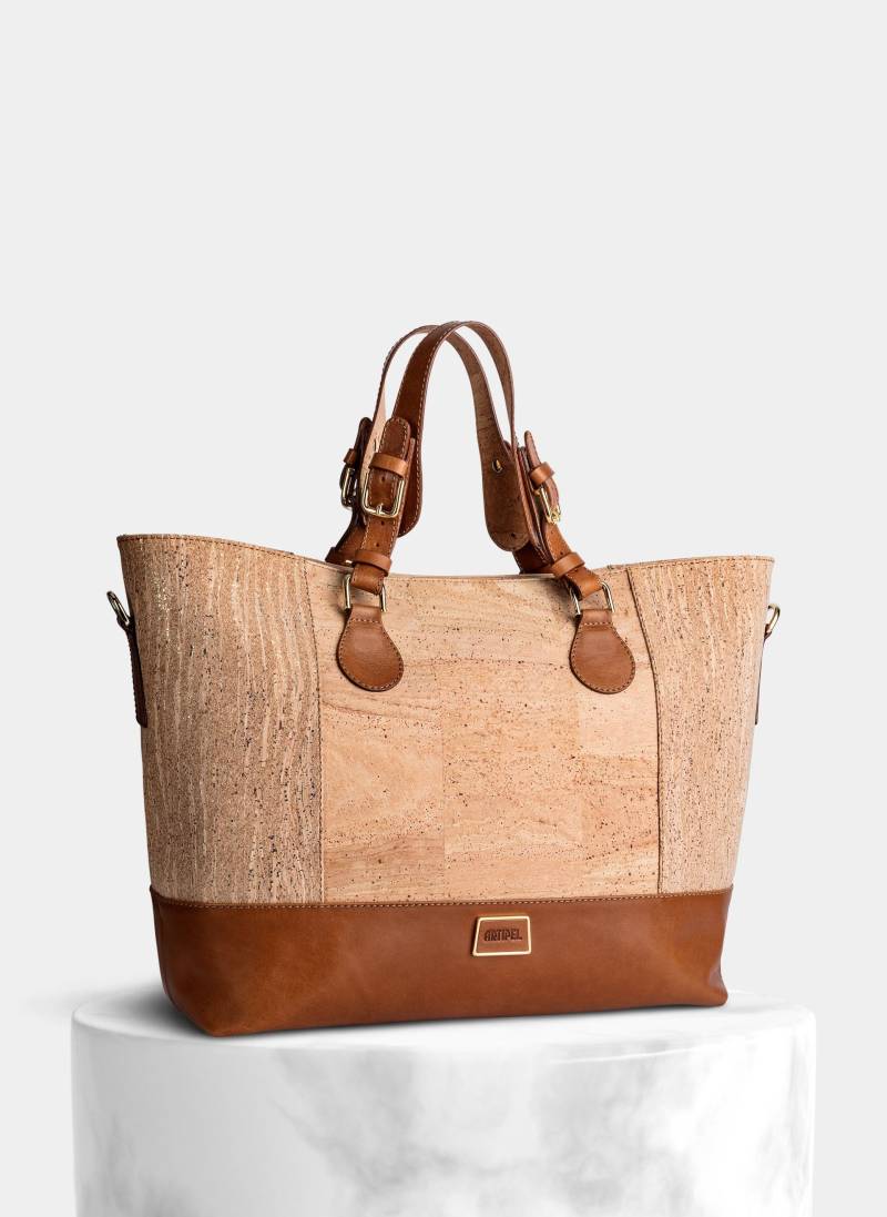 Natürliche Kork-Einkaufstasche, Lederakzente, Handtasche von StudioCork