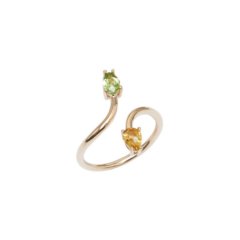 Lady 14K Gold Multi-stone Ring Mit Echtem Citrin Und Peridot, 925 Silber Vergoldet Option von StudioDoroWorks