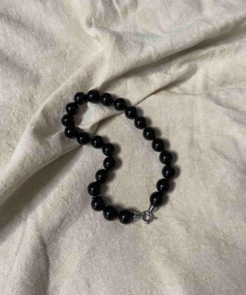 Halskette Schwarze Perlen, Perlenkette Mit Großen Obsidian Edelstein Schwerer Schmuck, Chunky Kette, Handgefertigte Geschenke Halskette Schwarze Perlen, Perlenkette Mit Großen Obsidian Edelstein Schwerer Schmuck, Chunky Kette, Handgefertigte Geschenke von StudioDreizehnA