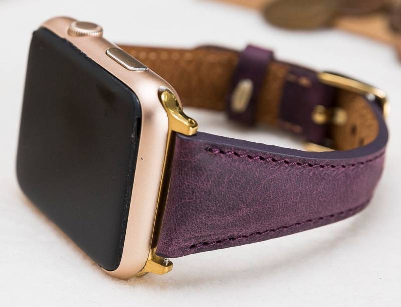 Antic Purple Slim Apple Uhrenarmband, Echtes Leder Band Für Watch 1-11 & Ultra 1-3, Kostenloser Versand von StudioFZ