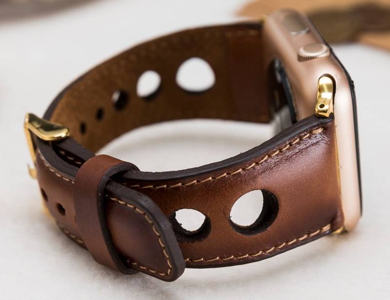 Braun Holo Kundgebung Lederarmband Für Apple Watch 1-11 & Ultra 1-3, Kostenloser Versand von StudioFZ