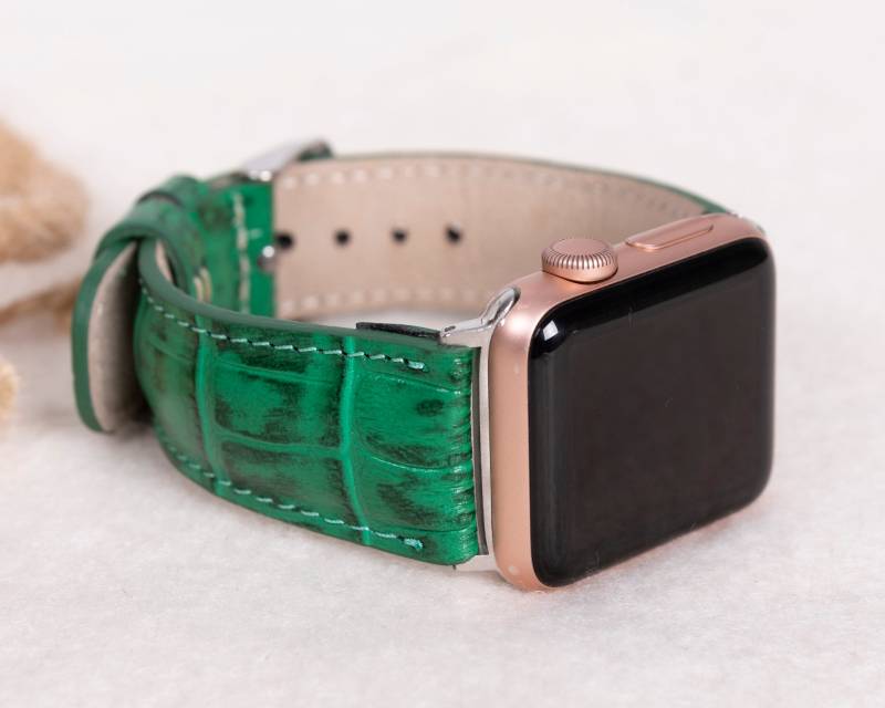 Kroko Muster Grün Apple Watch Armband, Lederband Für 1-11, Ultra 1-3, Kostenloser Versand Kroko Muster Grün Apple Watch Armband, Lederband Für 1-11, Ultra 1-3, Kostenloser Versand von StudioFZ