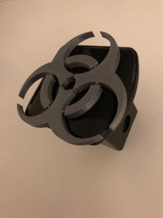 Biohazard-Logo in 3D - 2-Zoll-Trailer Hitch Cover Schwarz Mit Grau Zombie-Antwort von StudioFrame