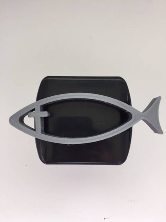 Christian Fish in 3D - 2-Zoll-Trailer Hitch Cover Schwarz Mit Grau Liebe Gott Jesus, Friede von StudioFrame