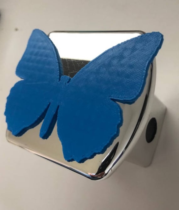 Schmetterling-stil in 3D - 2-Zoll-Trailer Hitch Abdeckung Chrom Mit Blau Hawaiian Schöne von StudioFrame