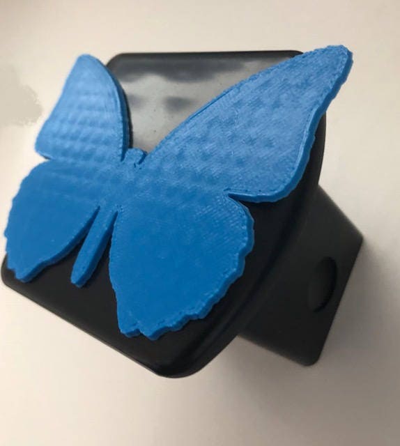 Schmetterling-stil in 3D - 2-Zoll-Trailer Hitch Cover Schwarz Mit Blau Hawaiian Schöne von StudioFrame