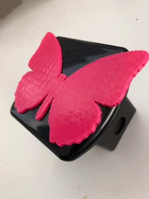 Schmetterling-stil in 3D - 2-Zoll-Trailer Hitch Cover Schwarz Mit Hot Pink Hawaiian Schöne von StudioFrame