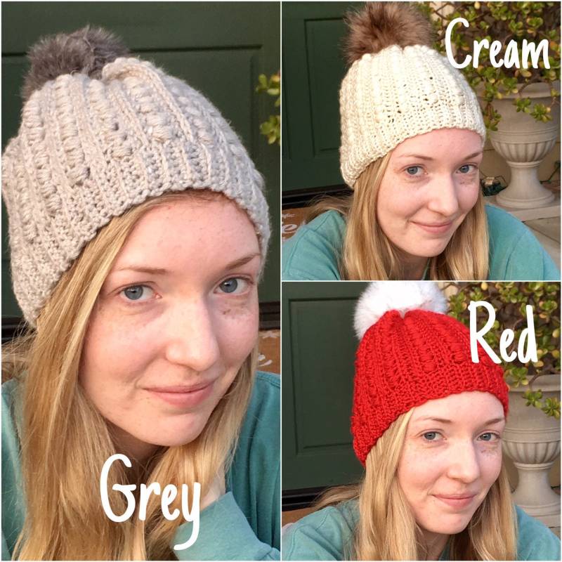 Beanie Mütze Mit Kunstfell Pom von StudioHarmony