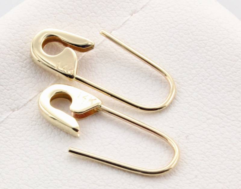 14K Gelb Gold Sicherheitsnadel Ohrringe | Paar 3/4 "'lang Handmade in Usa von StudioHayko