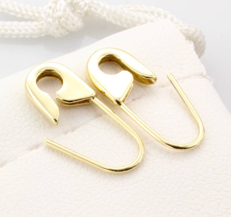 18K Gelbgold Sicherheitsnadel Ohrringe | Paar 3/4 "' Lang Handmade in Usa von StudioHayko