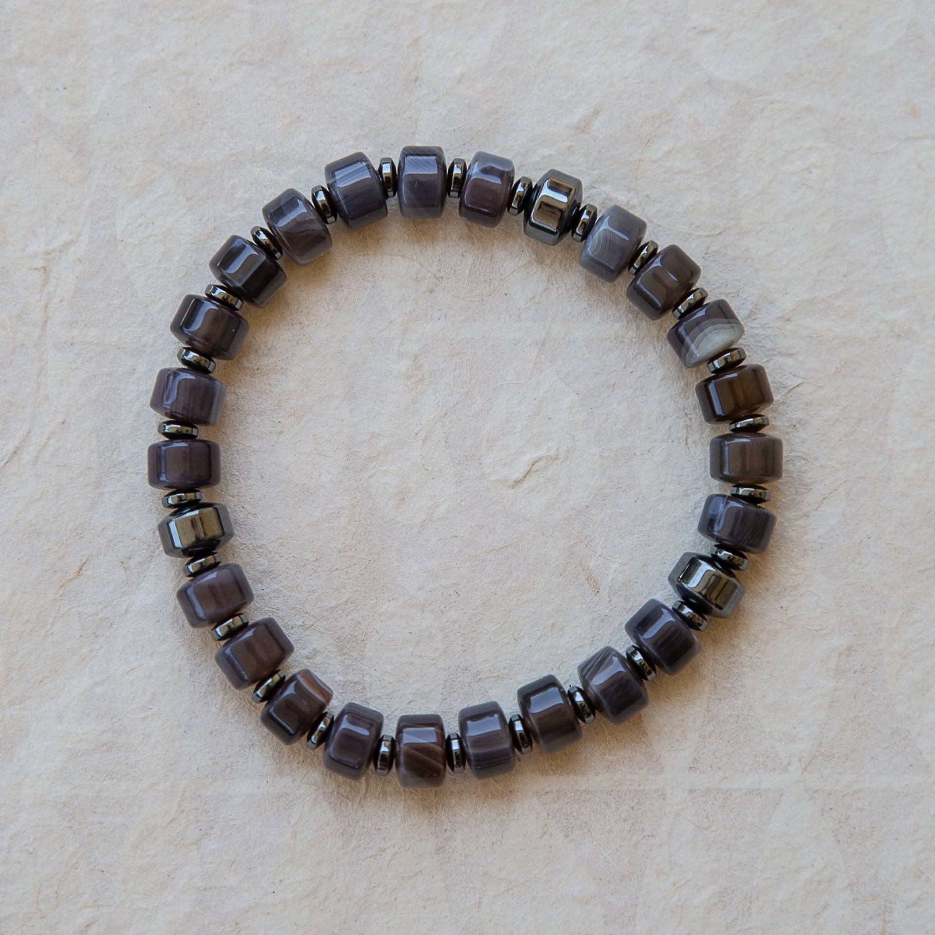 Botswana Achat Und Hämatit-stretch-Armband Botswana Achat Und Hämatit-stretch-Armband von StudioHillalu