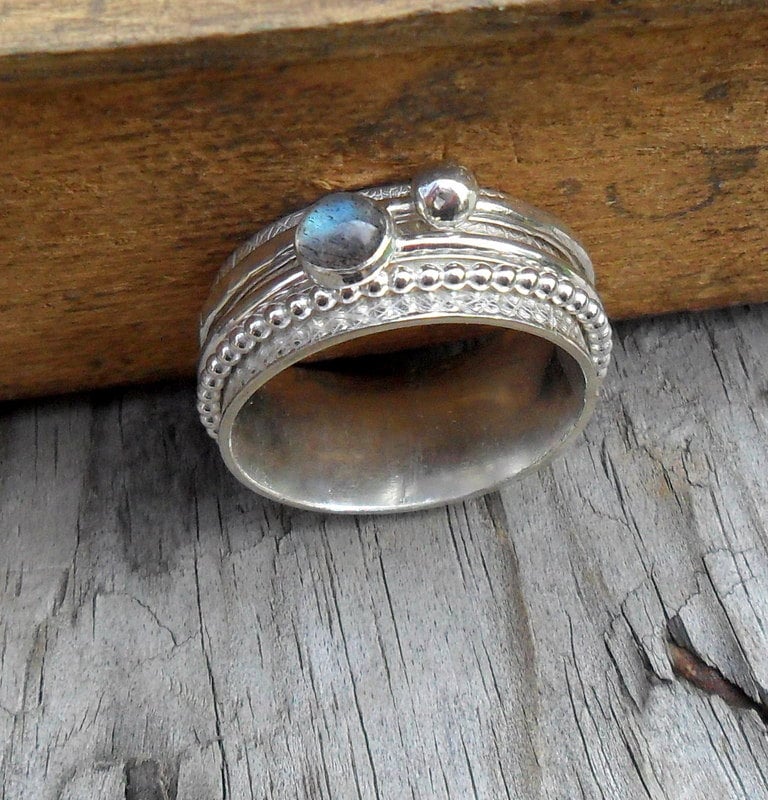 Silber Blatt Labradorit Spinner Ring von StudioJewellerybyJo