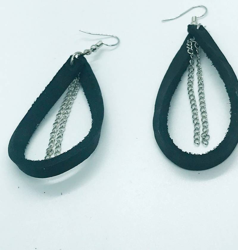 Handgefertigte Leder Creolen Kette Ohrringe - Geschenke Für Sie von StudioJunction