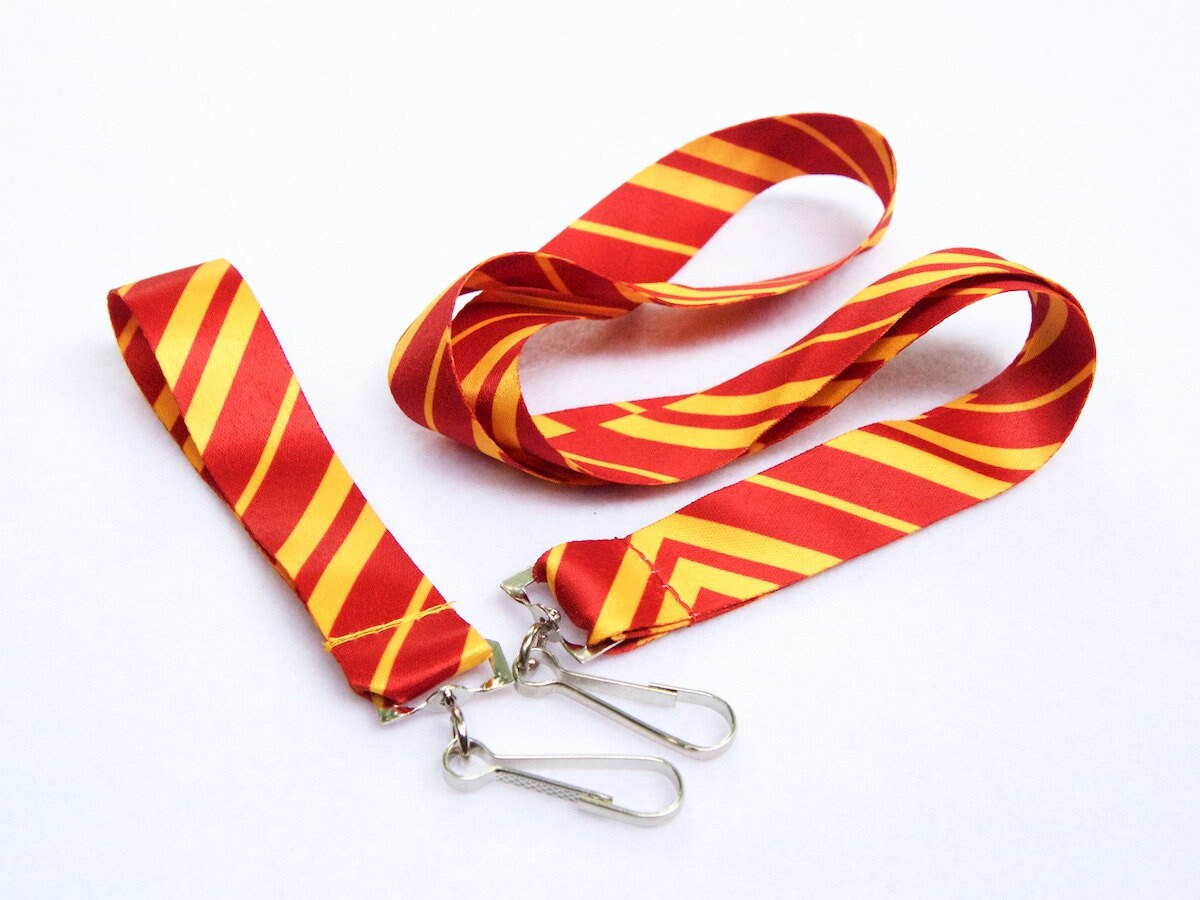 Schulstreifen Rot Und Gold Lanyard Schlüsselanhänger Kombi-Deal von StudioKitsu