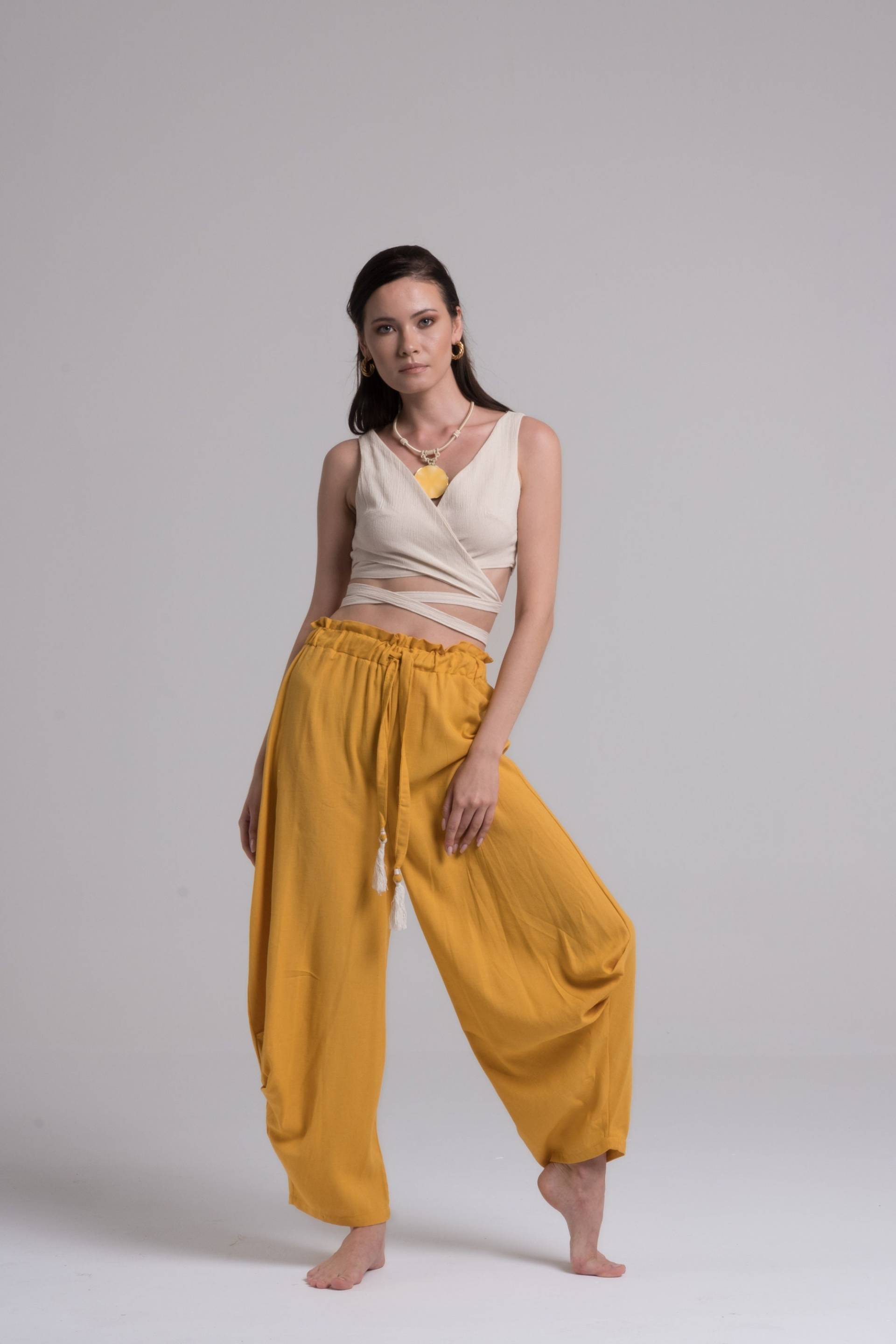 Handgewebte Leinen Haremshose Boho Festival Hose Mit Schlitz Handgewebte Leinen Haremshose Boho Festival Hose Mit Schlitz von StudioLalobaa