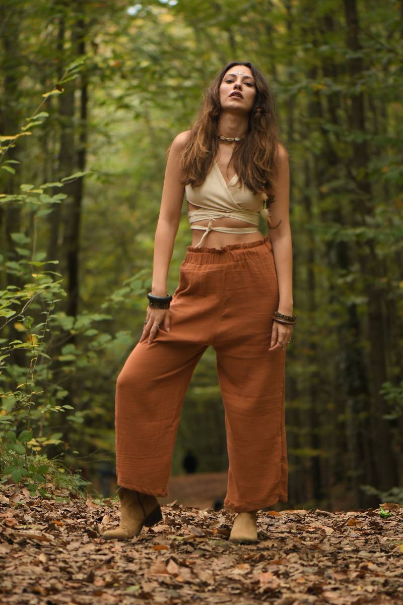 Handgewebte Musselin-Baumwollhose Boho-Hose Mit Weitem Bein Für Damen Handgewebte Musselin-Baumwollhose Boho-Hose Mit Weitem Bein Für Damen von StudioLalobaa