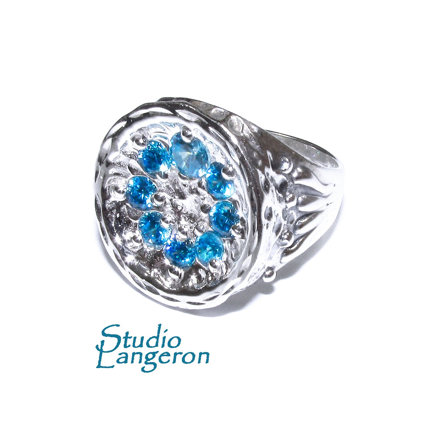 Aquamarin Ring 925 Sterling Silber Mit Stempelgröße 6 1/2, Handgemachter Ring, Einzelexemplar, Silber, Aquamarin, Statement Aquamarin Ring 925 Sterling Silber Mit Stempelgröße 6 1/2, Handgemachter Ring, Einzelexemplar, Silber, Aquamarin, Statement von StudioLangeron
