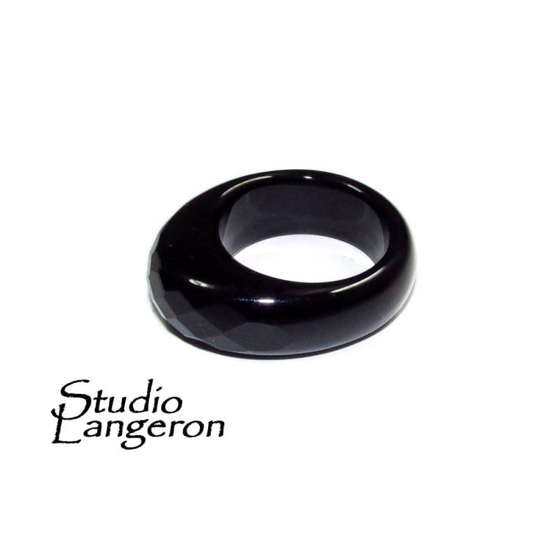 Natürlicher Schwarzer Onyx Band Ring Größe 8, 5, 9, 0, 9, 5, Stein Ring, Edelstein, Unisex Ringe, Massiver Edelstein von StudioLangeron