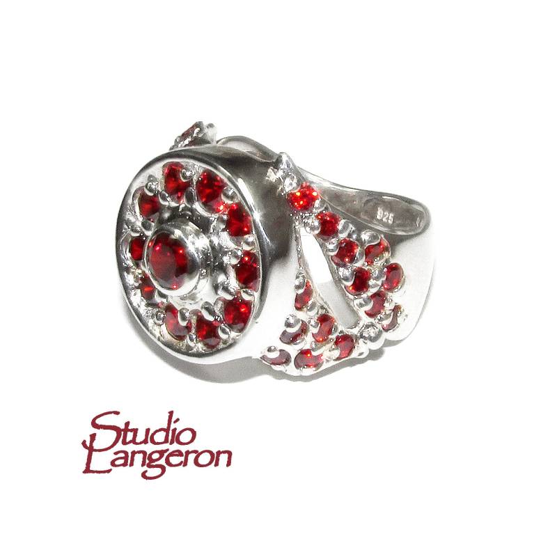 Statement Granat Ring 925 Sterling Silber Größe 8, Handgemachter Ring, Einzelexemplar, Silberring, , Edelstein, Granatring Statement Granat Ring 925 Sterling Silber Größe 8, Handgemachter Ring, Einzelexemplar, Silberring, , Edelstein, Granatring von StudioLangeron