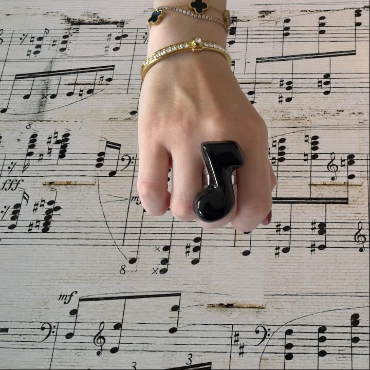 Musik Note Ring, Keramik Schwarzer Schmuck , - Schmuck, Großer Statement Cocktail Ring Handgemachter Musik Note Ring, Keramik Schwarzer Schmuck , - Schmuck, Großer Statement Cocktail Ring Handgemachter von StudioLeanne