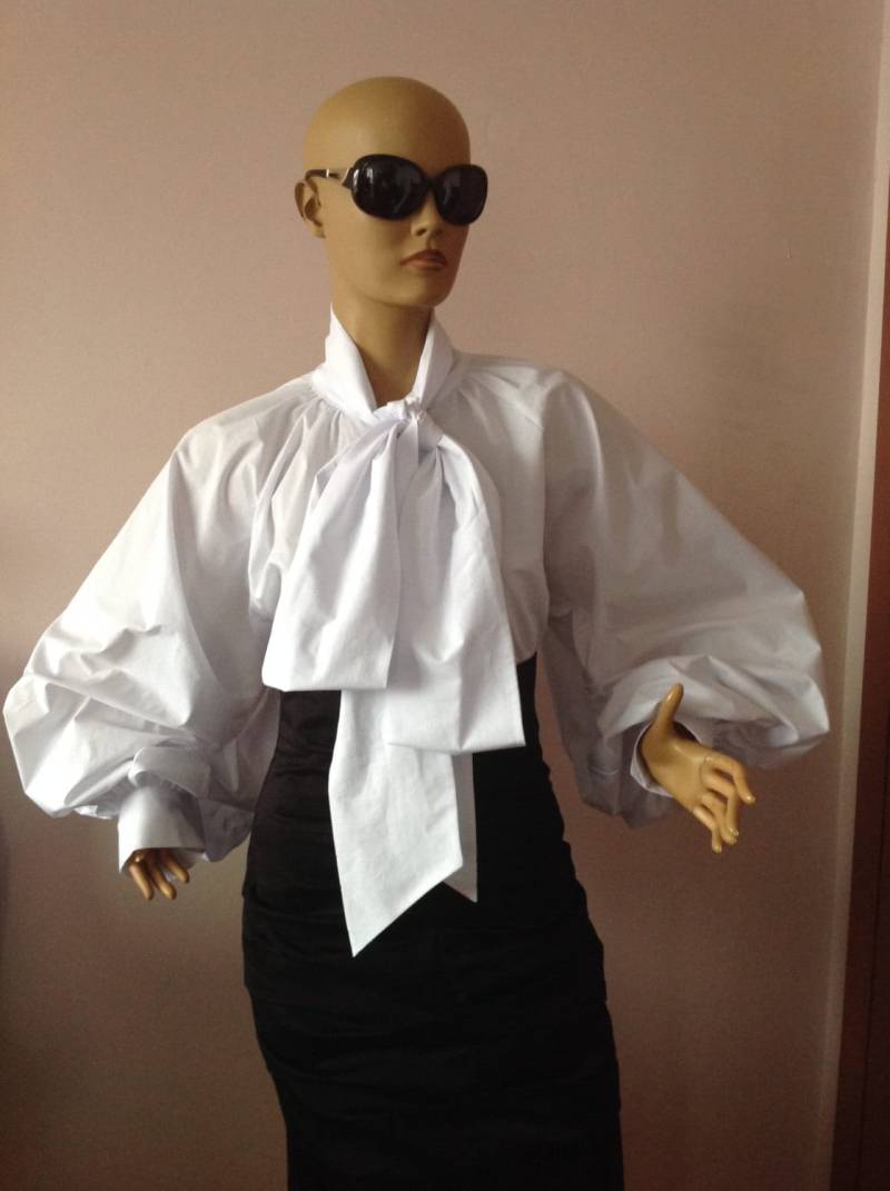 Weißer Bogen Bluse, Frauen Baumwolle Formelle Cocktail Weißes Top, Damen Hemd, Artsy Weiße Bluse von StudioMariya